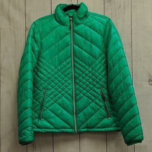 kelly green down jacket